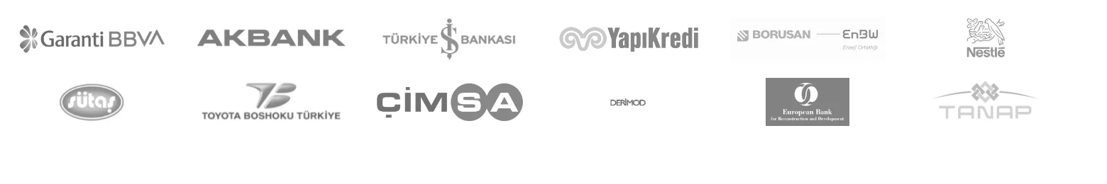 Etki Fabrikası sürdürülebilirlik danışmanlığı verdiği markalar: Garanti BBVA, Akbank, İş Bankası, Yapı Kredi, Borusan, Nestlé, Sütaş, Toyota, Çimsa, Derimod, EBRD, TANAP